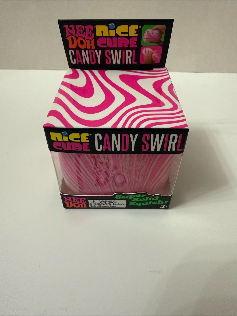 Needoh Nice Cube Candy Swirl Pink Super Solid Squish